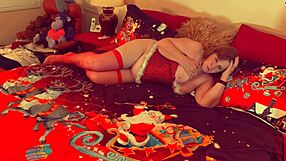 Granny Carmen sucks Santa cock then rides hard in Christmas July sleigh ride