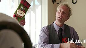 Skinny Uniform Teen Bent Over for Teacher Doggystyle Christmas Ride!