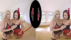 Two fetish milfs in latex heels take double blowjob doggystyle in threesome pounding