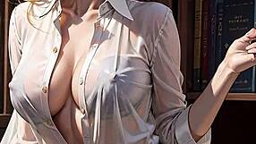 ai generated blonde bookworm librarian flashes skirt pussy outdoor public