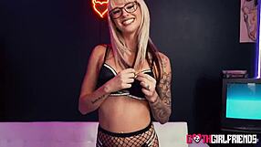 Blonde Goth Katee V Teases Monster Cock Before Rough Cowgirl Doggystyle Squirting Sex!