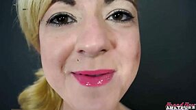blonde keyton deepthroats hard cock bends over for doggy and takes facial