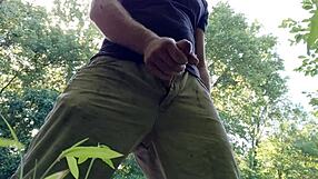 I jerk huge cock publicly in park, cum blasts everywhere