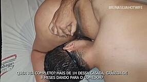 Eight months pregnant wife gets creampied by lover while cuckold husband watches and cleans