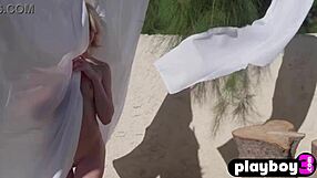 Petite blonde teen rips lingerie in garden flashing bubble butt and small tits