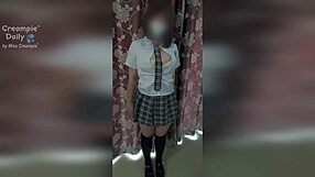 international student ripped skirt tight shaved pussy filled with creampie juicy ass riding