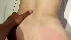 her tight skinny latina ass bent over takes fingering then creamy doggystyle fill