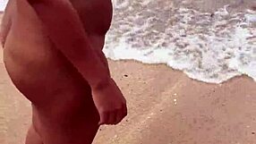 sexy asian bbw wife shows off big tits nude on public beach 😍