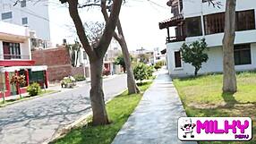 horny peruvian argues in park then flashes pussy for pounding