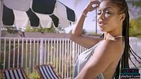 how does ebony milf kira noir strip her big assets?