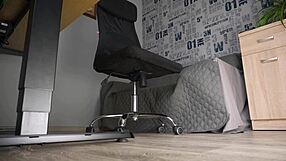 wanna peek at this milf secretary's nude stockings and heels under the desk cam?