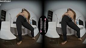 shaved teen brunette masturbates pussy with toy close-up