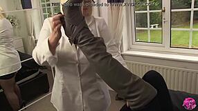 dr lacey starr spanks tindra frost’s fat granny ass in hospital lesbian lick