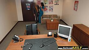 horny nurse stepmom bent over by principal while stepdaughter watches at uni