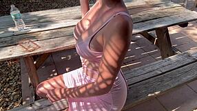 italian big tits milf artemisia love struts outside in tight dress
