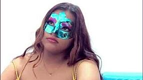 brunette student gropes her big tits sexy before exams intriguing uniform tease