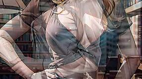 ai generated blonde bookworm librarian flashes skirt pussy outdoor public