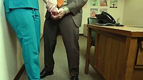 horny nurse stepmom bent over by principal while stepdaughter watches at uni