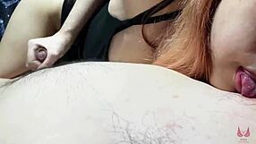 She licks your nipples stickily in intense POV before quick handjob makes you cum fast