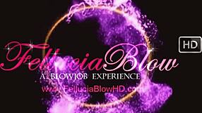 milf gives cute deepthroat fellatio handjob ending in massive facial cumshot