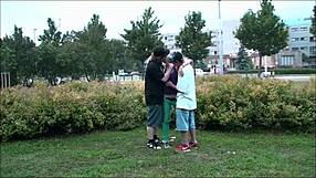 young pretty blonde teen blows two guys on street while fucked as cars pass by