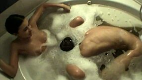 anastasia and bumbas get steamy in jacuzzi with homemade massage fun