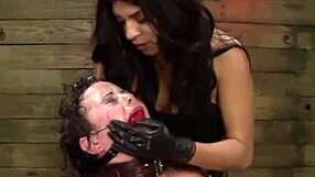 The savage mistress binds her lesbian slaves before unleashing brutal strapon domination in hd