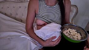 Stepmom feeds milk to horny adult stepson in taboo play