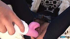 pretty young street girl with big clit nipples masturbates for old man cum