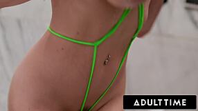 oiled milf teases buttplug in bikini