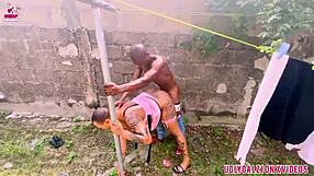 Outdoor quickie flies by with african fat hairy amateur slut in hardcore spot