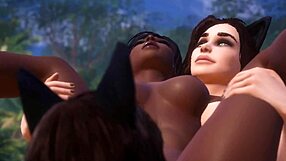 Furry lesbians lick secrets in hidden group play