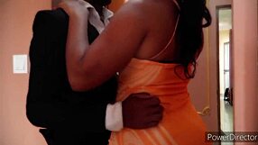 Ebony femdom sluts dominate bent-over brunettes in wild black orgy cumshot suckfest