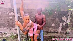 Outdoor quickie flies by with african fat hairy amateur slut in hardcore spot