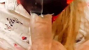 Milf latina sneaks homemade blowjob to construction worker craving his cum in mouth