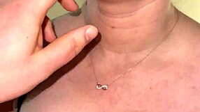 big cock mommy with huge natural tits deepthroats and titty fucks young stud in kitchen