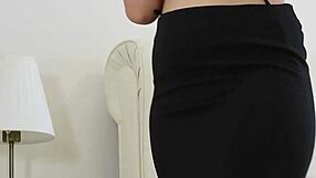 Erin bounces her huge natural tits while masturbating solo in bed.