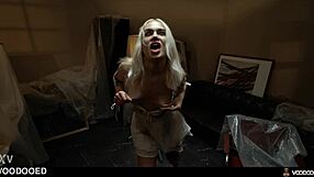 What if a blonde fuck doll possessed by demons gets exorcised by squirting on voodoo pussy machine?