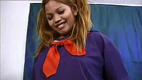 that 18yo asian in pigtails miniskirt rides cock till massive cumshot part 2