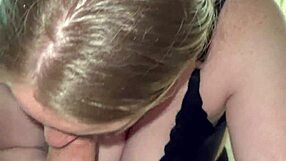 big cock mommy with huge natural tits deepthroats and titty fucks young stud in kitchen