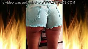 skinny brunette flaunts juicy ass in closeup homemade tease