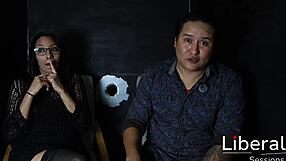 i help my hotwife suck stranger's cock at gloryhole while cuckold watches her legs spread wide