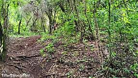 exhibitionist flaunts big ass in forest for black cock fisting