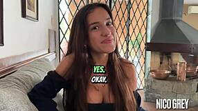 Skinny Brazilian 18yo gags on monster cock in first POV casting