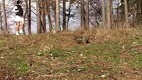 kate black fingers her big pussy outdoors in nature solo play