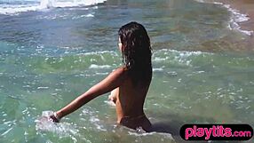 Petite Mexican babe, strip that wet ass at beach for me?