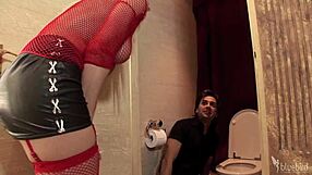 cindy behr bends over toilet in fishnets for milf mommy gaping anal deepthroat doggystyle