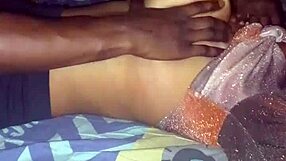 Massaging Girlfriend's Big Tits in See-Through Bra