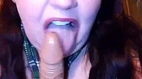 bbw milf shows off dildo suck like it's your cock