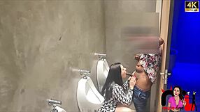 Bathroom hookup thrill beats getting caught, cuck hides filming